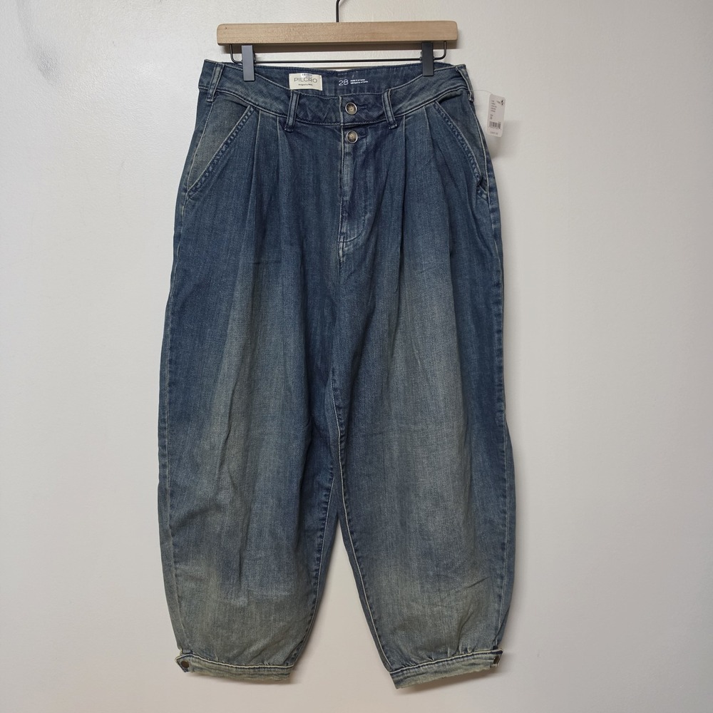Pilcro Pleated High Rise Balloon Leg Jeans sz 28 NWT Anthropologie Denim Trouser - Picture 4 of 12